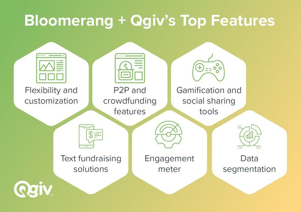 Bloomerang + Qgiv’s top features (all are listed in the bulleted list below)