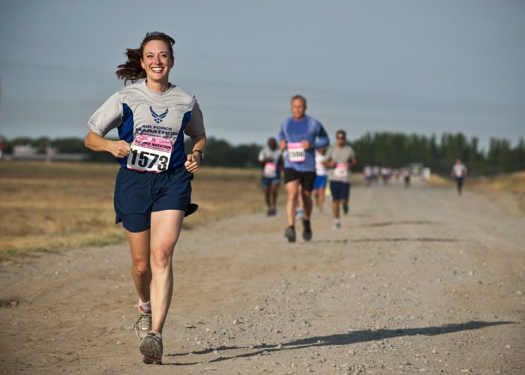 Runners participating in a 5K or 10K race for charity.