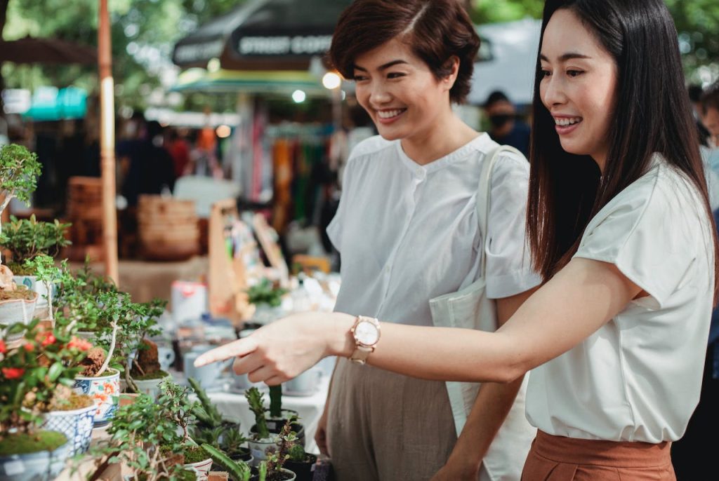 people shopping at a plant sale for spring fundraising ideas