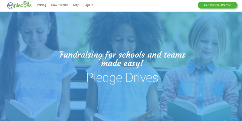 99Pledges website homepage for fundraising software