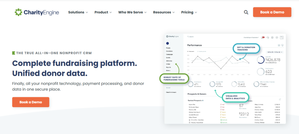 charity engine website for nonprofit software