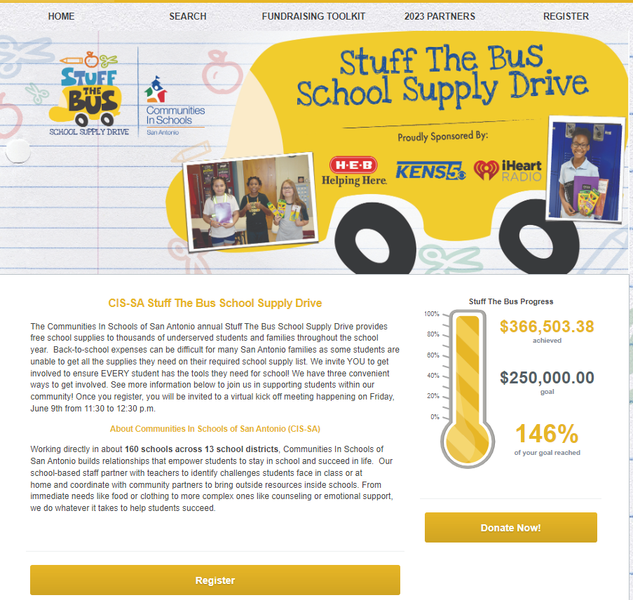 screenshot of CISSA stuff the bus supply drive for inspriation for giving tuesday ideas and giving tuesday strategy