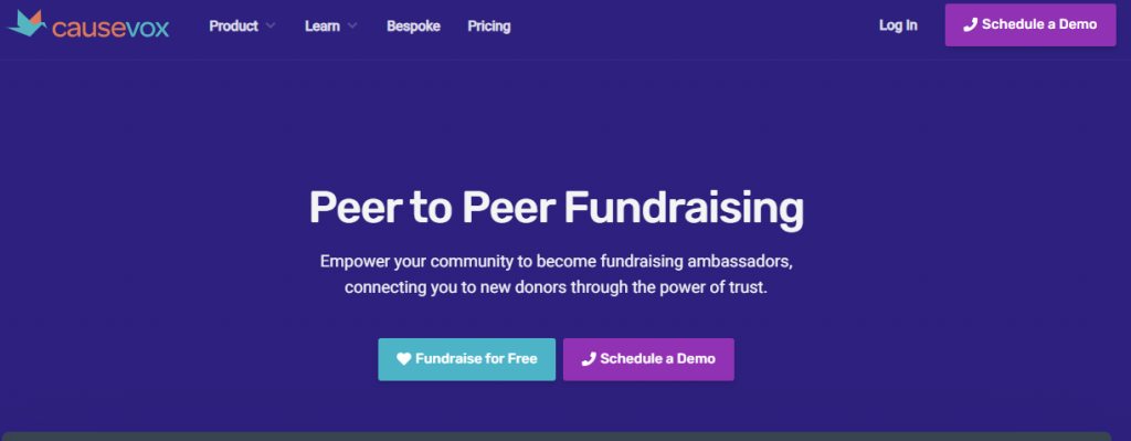 causevox website for peer-to-peer fundraising platforms