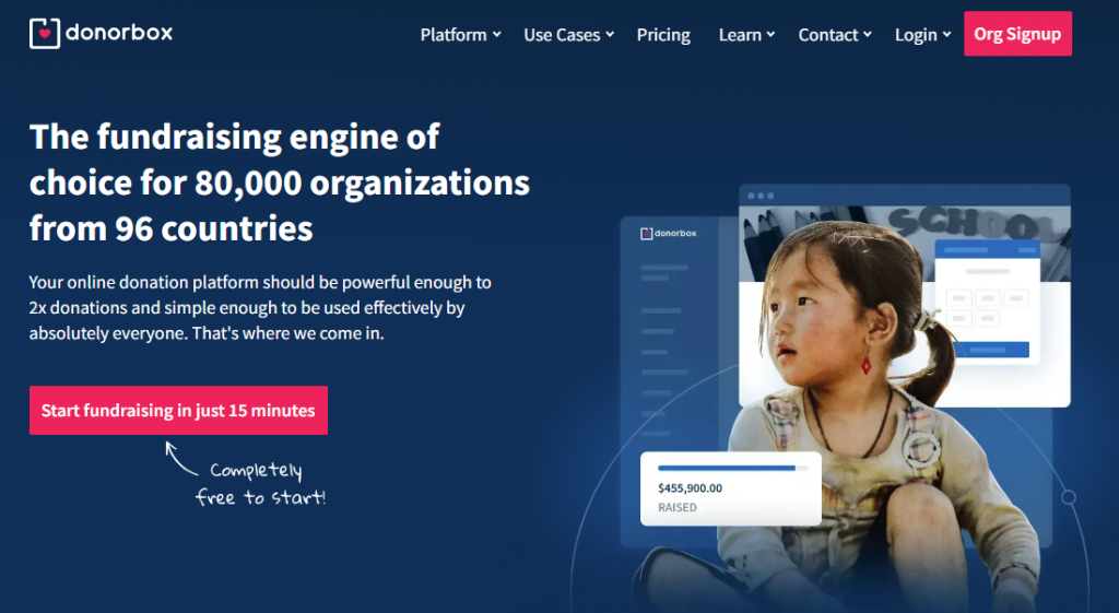 donorbox website for peer-to-peer fundraising software