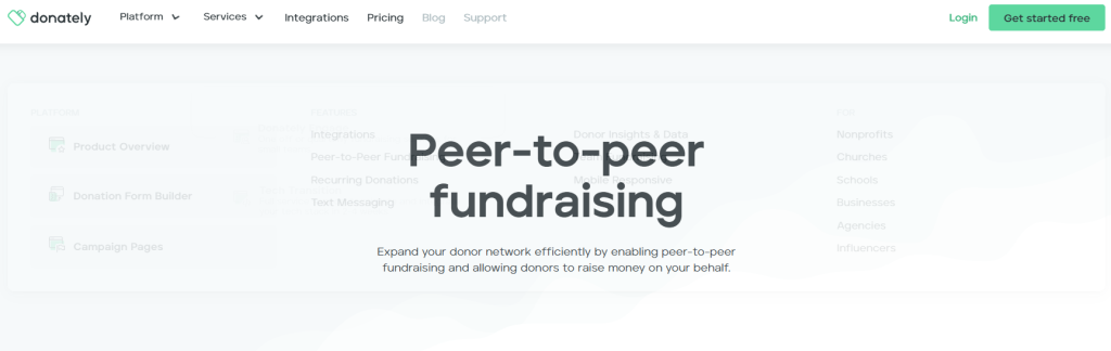 donately website for peer-to-peer fundraising platforms