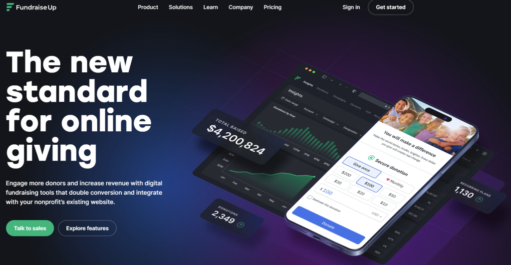 fundraise up website for fundraising software
