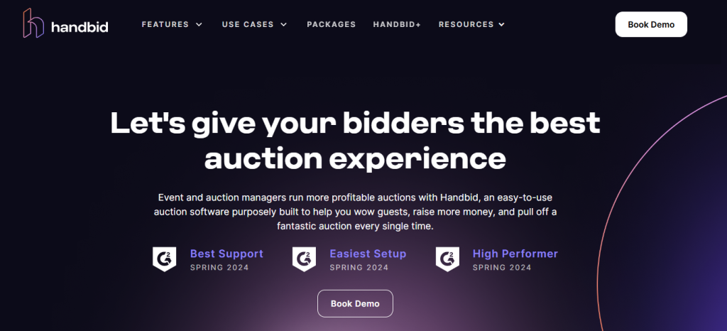 handbid website for fundraising software