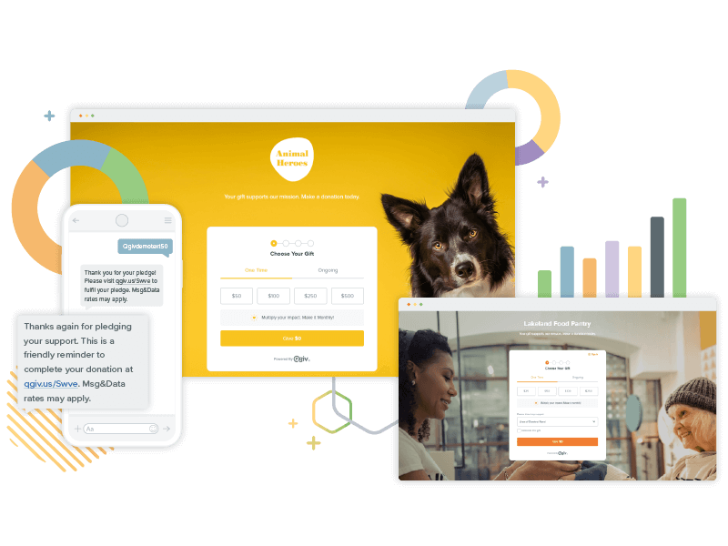 Qgiv's donation forms and text fundraising tools.